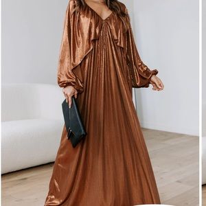 Bronze metallic maxi dress from Vici. Super boho and fun!